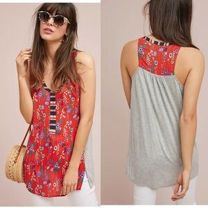 Anthropologie TINY Zuma mixed media floral tank top